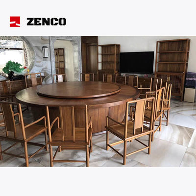 Conjunto de refeição em estilo chinês de madeira maciça com mesa giratória 12 cadeiras e 2 armários de vinhos