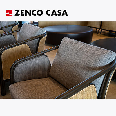 Hotéis Mobiliário de lazer Fixado Sofá multi-pessoa Rattan Elements Lounge Chair Modern Style Tabela de café