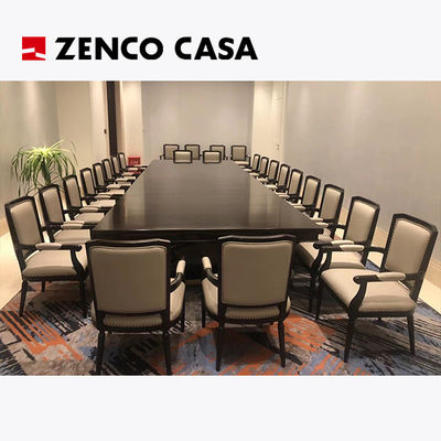Mobiliário da sala de reuniões do hotel Mesa de conferências de madeira maciça com cadeira de conferências de madeira de couro