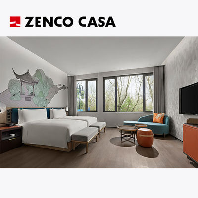 Conjunto de mobiliário de quarto de hotel de estilo contemporâneo para quartos de cama dupla de hotel