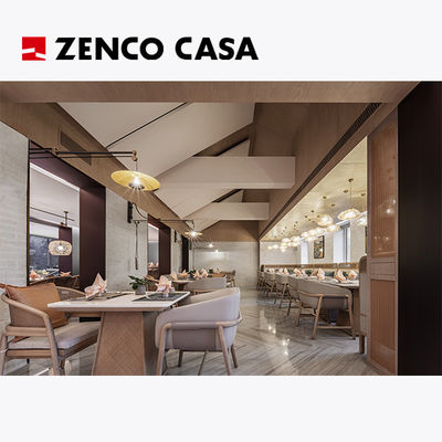 Mobiliário moderno de sala de jantar de hotel, incluindo mesa de jantar quadrada e cadeiras de jantar