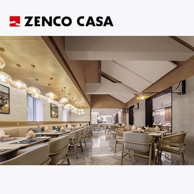 Mobiliário moderno de sala de jantar de hotel, incluindo mesa de jantar quadrada e cadeiras de jantar