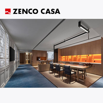 Mobiliário de lazer de hotel com mesa longa de madeira maciça e poltronas