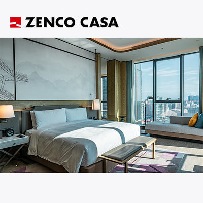 Mobiliário de quarto de hotel de luxo com cama e mesa de cama