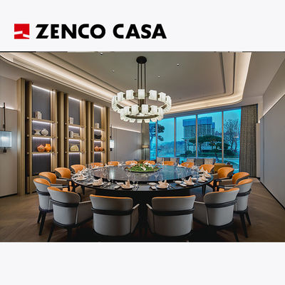 Mobiliário de hotel-restaurante brilhante, incluindo mesa de jantar elétrica e cadeiras de jantar de couro