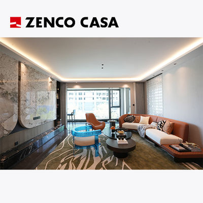 Conjunto de mobiliário para apartamentos, sala de estar, incluindo sofá curvo e mesa de café