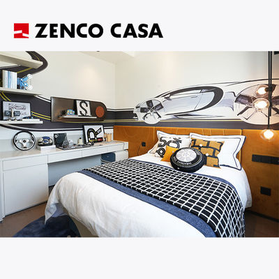 Modernos mobiliário minimalista conjunto de quarto incluindo mesa de cabeceira e secretária branca
